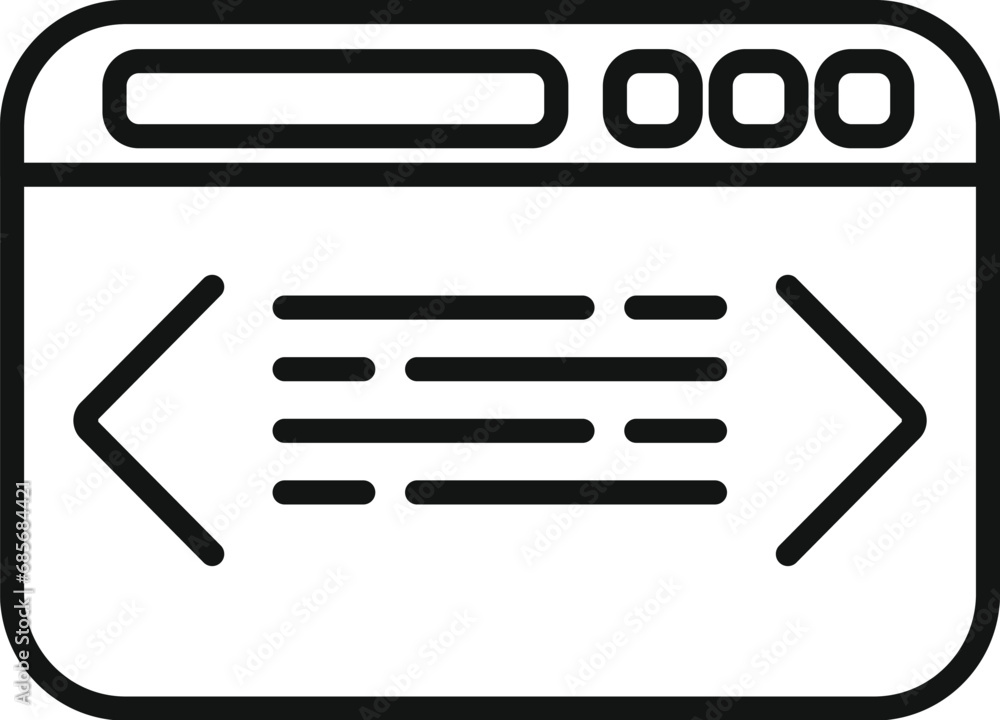 Poster api icon outline vector. develop code. computer software monitor