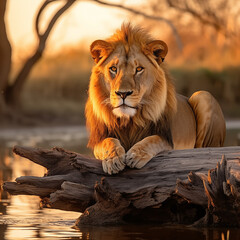 Lion At Sunset