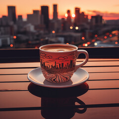 Coffee Cup At Sunset Art Print