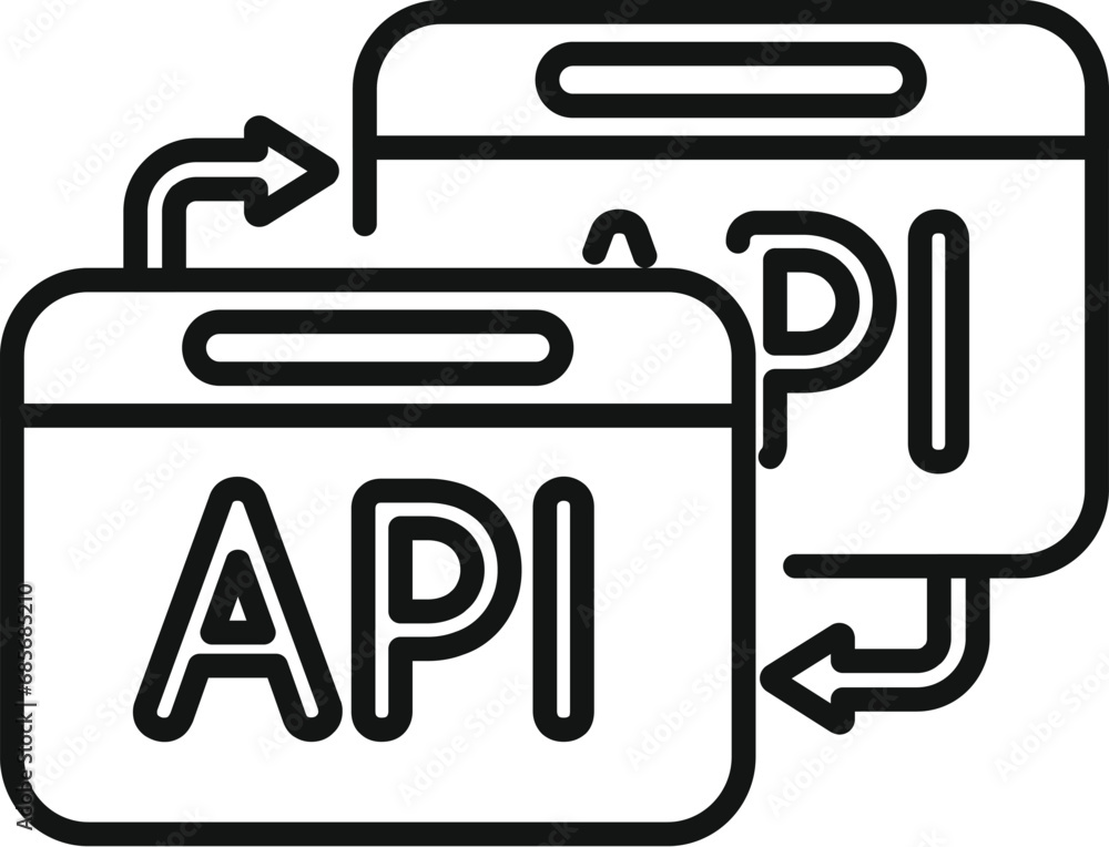 Poster api change secure icon outline vector. gear hosting. internet hosting integration