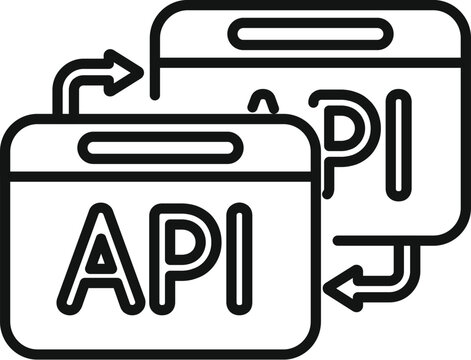 Api change secure icon outline vector. Gear hosting. Internet hosting integration
