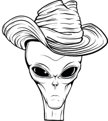 Vector outline alien head vector illustration design - 685685439