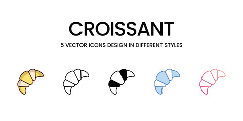 Croissant Icons set. Suitable for Web Page, Mobile App, UI, UX and GUI design. Vector stock illustration.