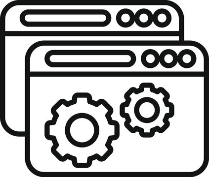 Web secure api icon outline vector. Interface hosting. Internet seo coder