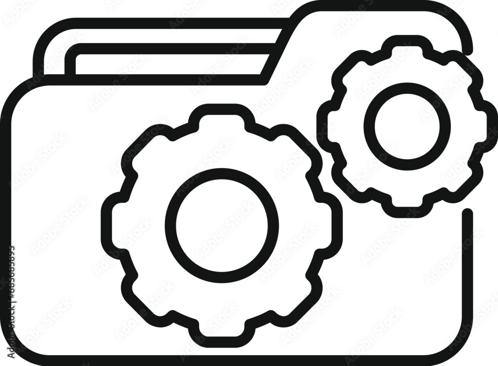 Poster folder data api icon outline vector. monitor hosting mobile. build team