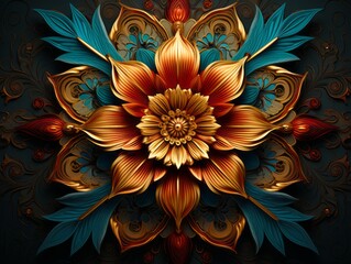 Ornate Floral Emblem with Golden Hues