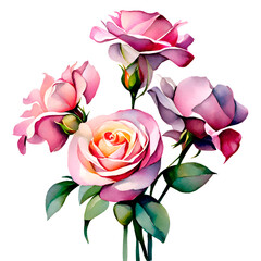 Blossoming Elegance: Watercolor Rose PNG Clipart