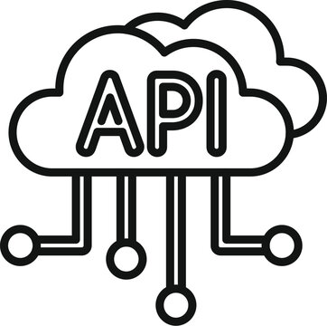 Api data cloud icon outline vector. Gear hosting internet. Server system app