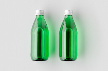 Water bottle mockup. Green glass.