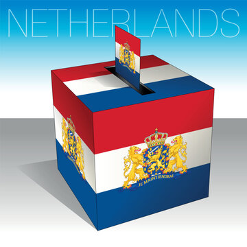 Netherlands, ballot box, flags and symbols, vector illustration