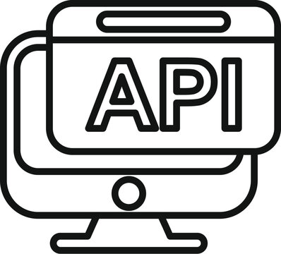 Api monitor icon outline vector. Code gear hosting. Seo coder service