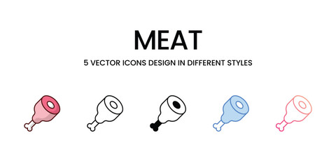 Meat Icons set. Suitable for Web Page, Mobile App, UI, UX and GUI design. Vector stock illustration.