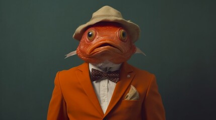 portrait of a fish Nemo animal mafia in a mafia Suit.Generative AI - obrazy, fototapety, plakaty