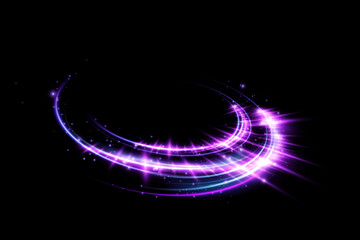Abstract speed light lines, neon color. Light everyday glowing effect. semicircular wave, curve light track swirl, optical fiber incandescent png. EPS10