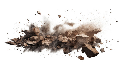 Stone destruction in the air, cut out - stock png.