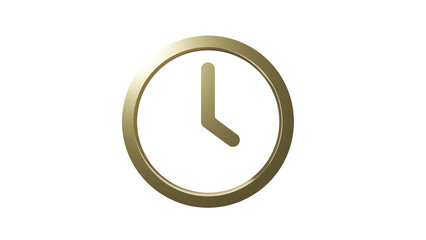 Clock icon 3d rendering isolated. 3D rendering clock. Golden clock button isolated. - obrazy, fototapety, plakaty