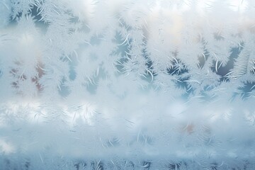 Eiskristalle auf eine Glasscheibe. Eis im Winter am Fenster. Frost an einer Scheibe mit Kristallen...