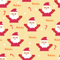 Obraz na płótnie Canvas Seamless pattern cartoon Santa with Christmas tree and element. Cute Christmas wallpaper for card, gift wrap paper