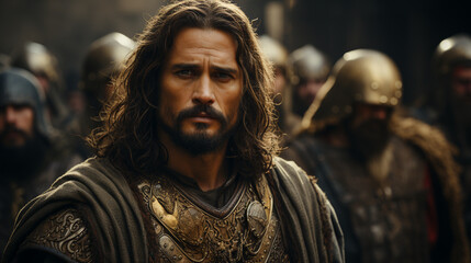 King standing near people.