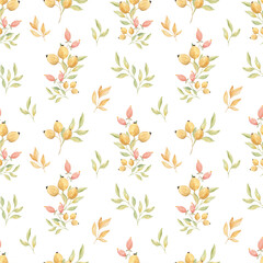 Seamless watercolor floral pattern. Autumn. Pattern for fabric. Home textiles. Tablecloth. Watercolor. Texture. Scrapbooking. Flowers Autumn. Spring. Wedding invitations. Holidays