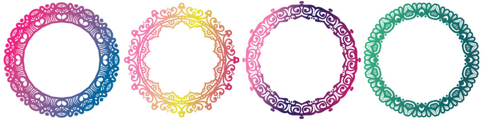 coloring art circle clip art elements set.