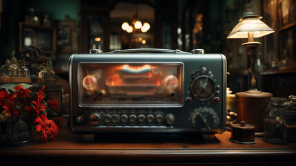 Old radio in antique shop.