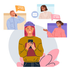 Video conference. Vector illustration. Videoconferencing connects people from different parts world Connecting with others through video conferences has never been easier Meetings conducted via video