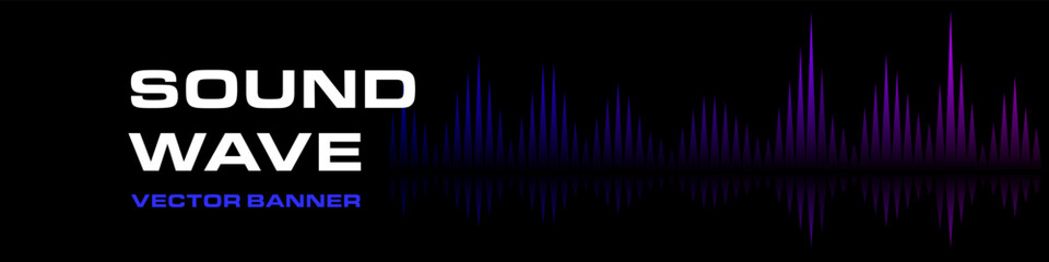 Sound wave banner. Audio symbol.