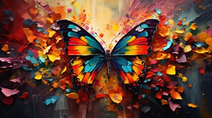 A painted butterfly in a symphony of colors.