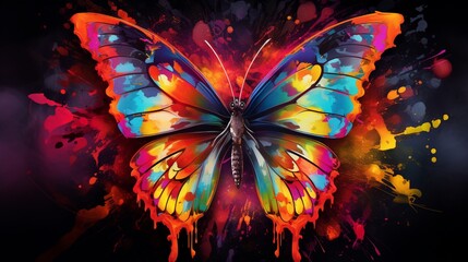 A painted butterfly in a symphony of colors.