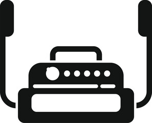 Defibrillator device icon simple vector. Treatment attack. Cross life saving