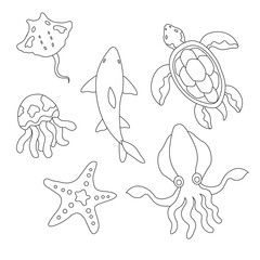 Design Animal Ocean Outline Coloring Page