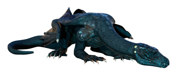 3D Rendering Fairy Tale Dragon on White