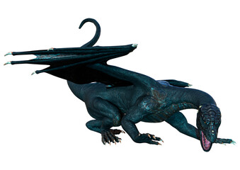 3D Rendering Fairy Tale Dragon on White