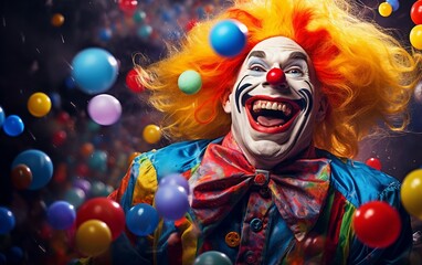 Cheerful Clown in Vibrant Laughter
