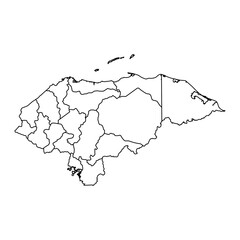 Honduras map with administrative divisions. Vector illustration.
