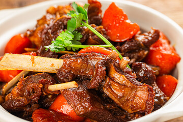 Chinese cuisine: a plate of braised lamb