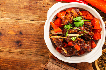 Chinese cuisine: a plate of braised lamb