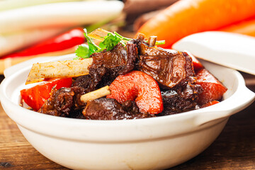 Chinese cuisine: a plate of braised lamb