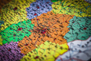 Obraz premium Polish map, Warsaw close up 