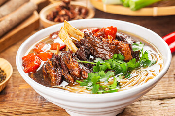 A bowl of lamb chop noodles
