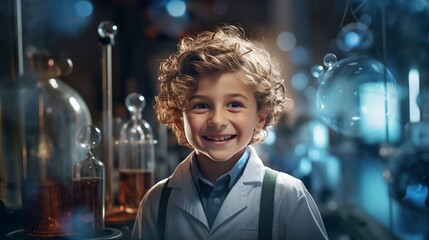 Smile happy kid dream careers children to aspire to become scientists.