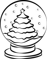 Line Christmas tree crystal ball