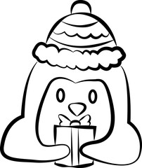 Line christmas cute arctic penguin