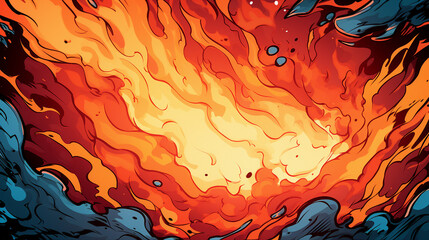 Vibrant Comic Book Fire and Smoke Backgrounds, Illustrating Dynamic Energy and Intense Heat – Perfect for Explosive Artistic Designs and Fantasy Concepts.