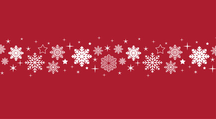 christmas seamless border with snowflakes. vector red and white winter ornament. beautiful new year decoration for christmas card