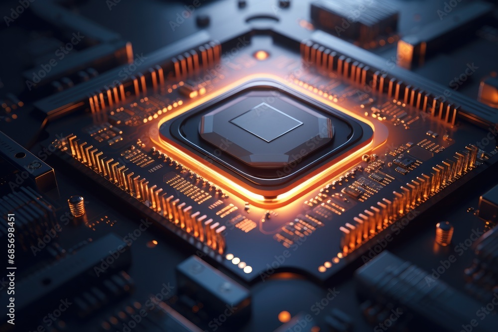 Aufkleber futuristic computer circuit board with glowing lights