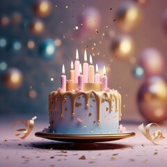 Celebration Delight: A Festive Birthday Cake with Sparkling Candles