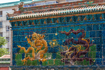 The nine Dragon Wall of Pingyao in China