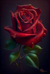 red rose on a black background. Generative in ai